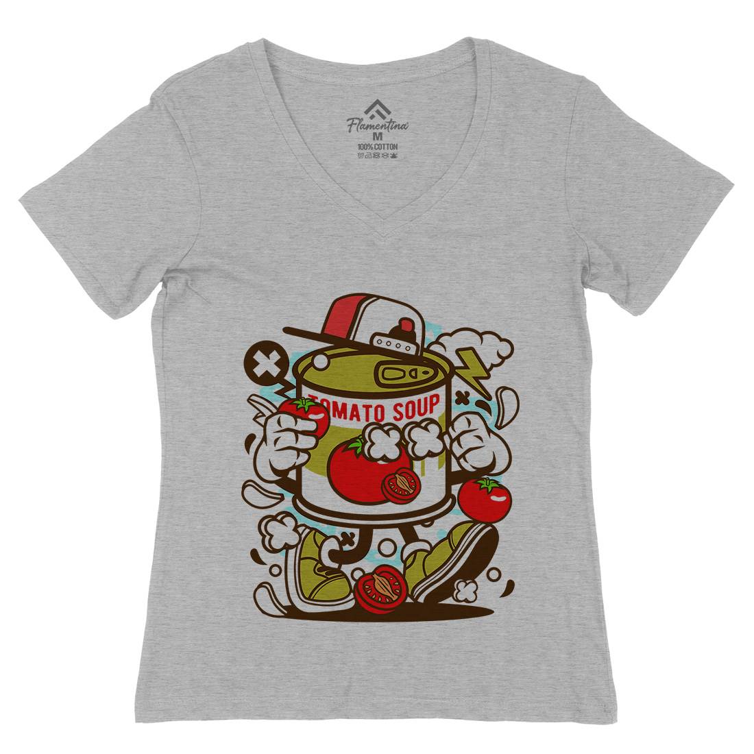 Tomato Soup Womens Organic V-Neck T-Shirt Food C281