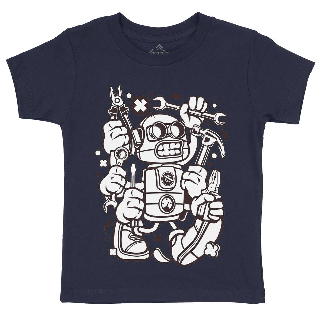 Tools Robot Kids Crew Neck T-Shirt Work C283