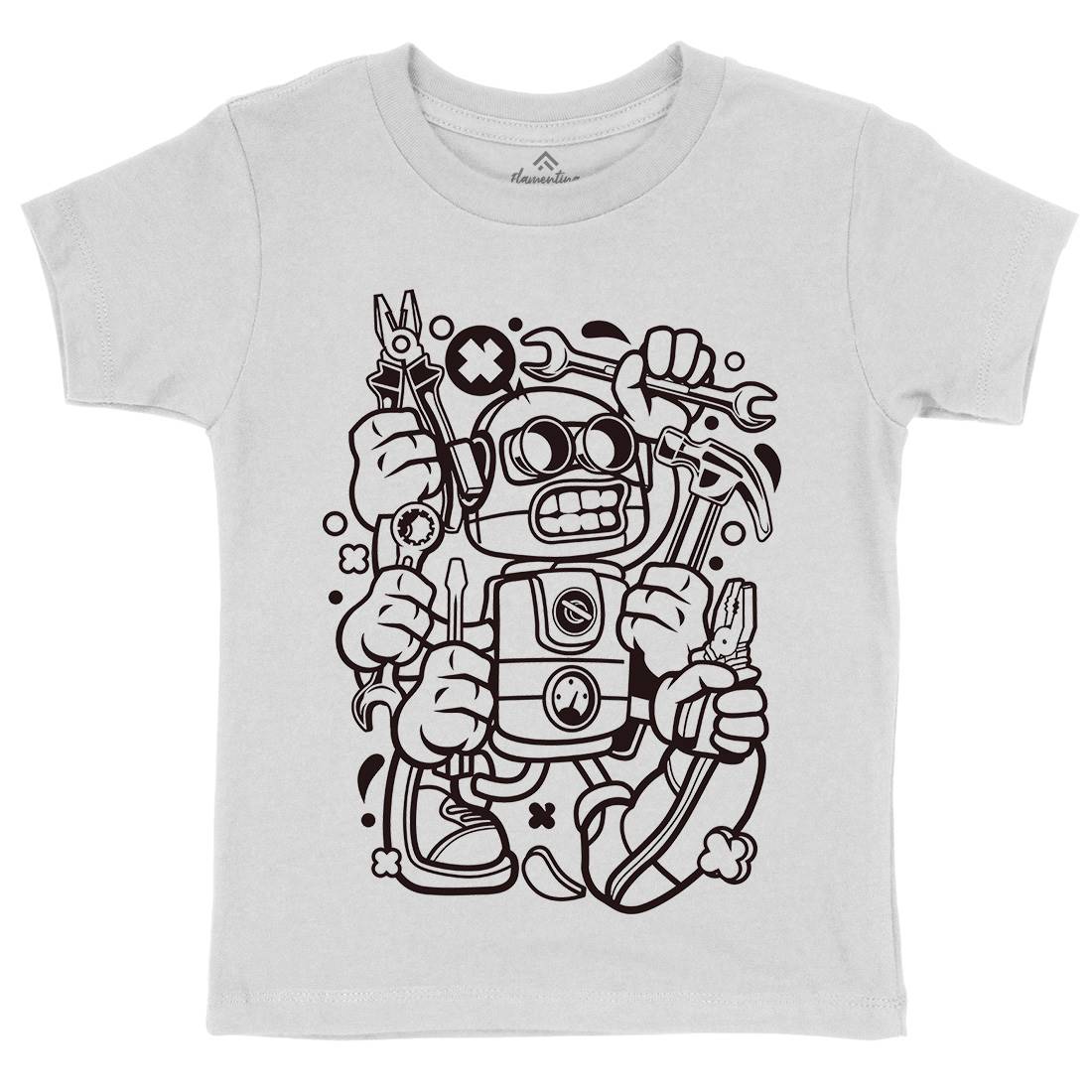 Tools Robot Kids Crew Neck T-Shirt Work C283