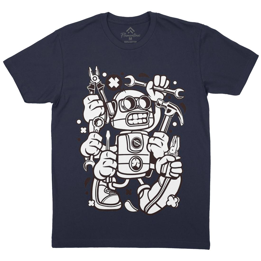 Tools Robot Mens Crew Neck T-Shirt Work C283