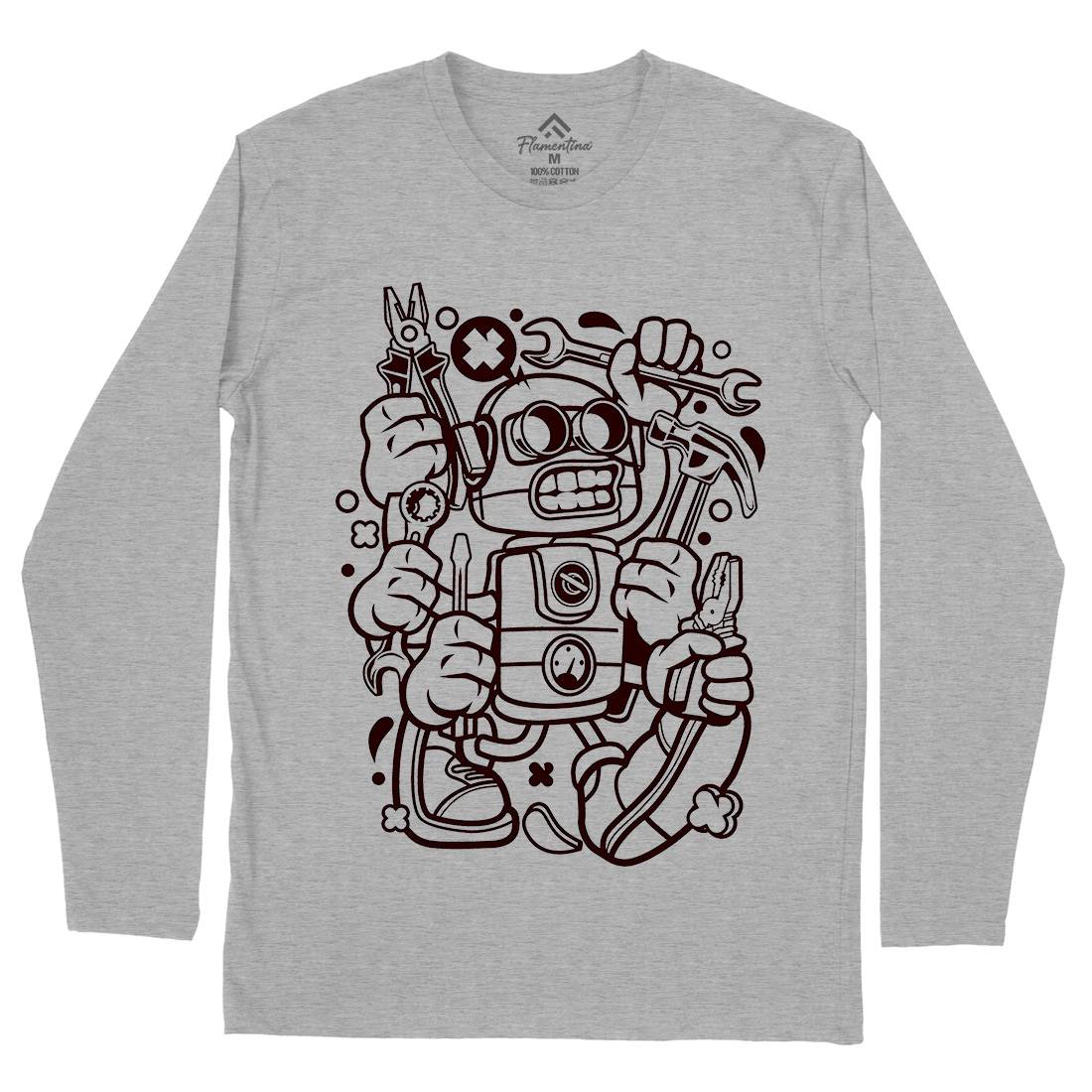 Tools Robot Mens Long Sleeve T-Shirt Work C283