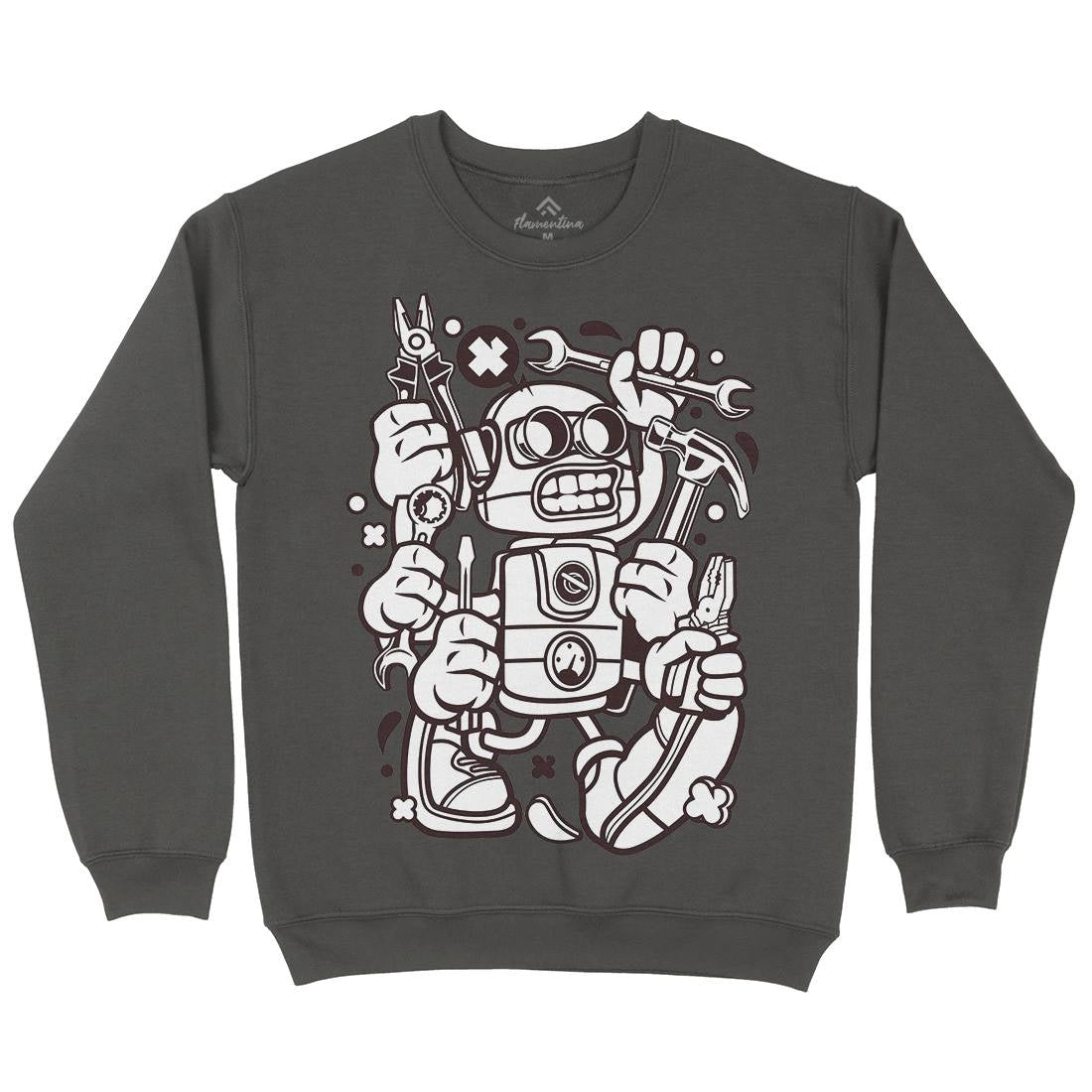 Tools Robot Mens Crew Neck Sweatshirt Work C283