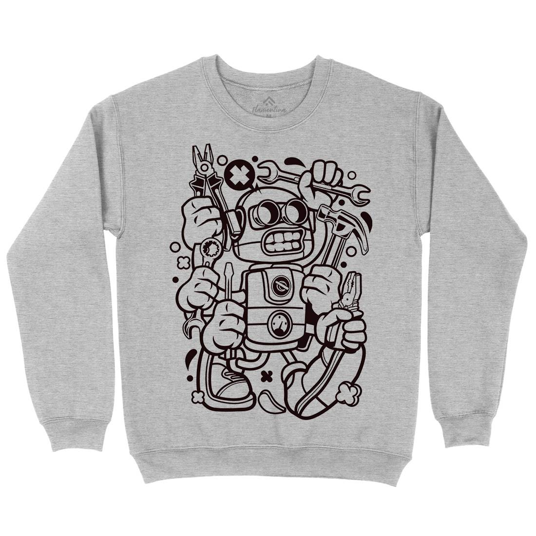 Tools Robot Kids Crew Neck Sweatshirt Work C283