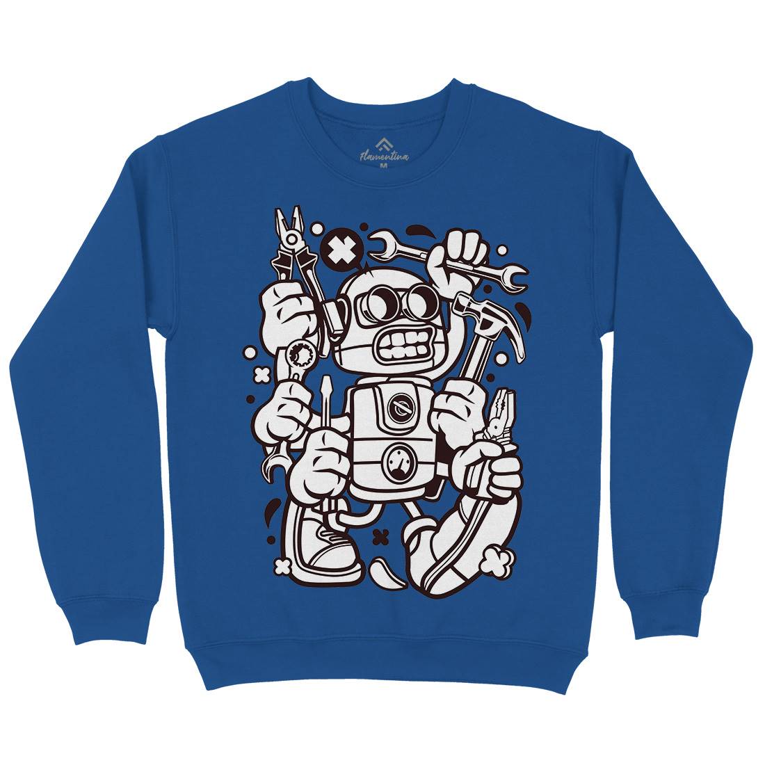 Tools Robot Mens Crew Neck Sweatshirt Work C283