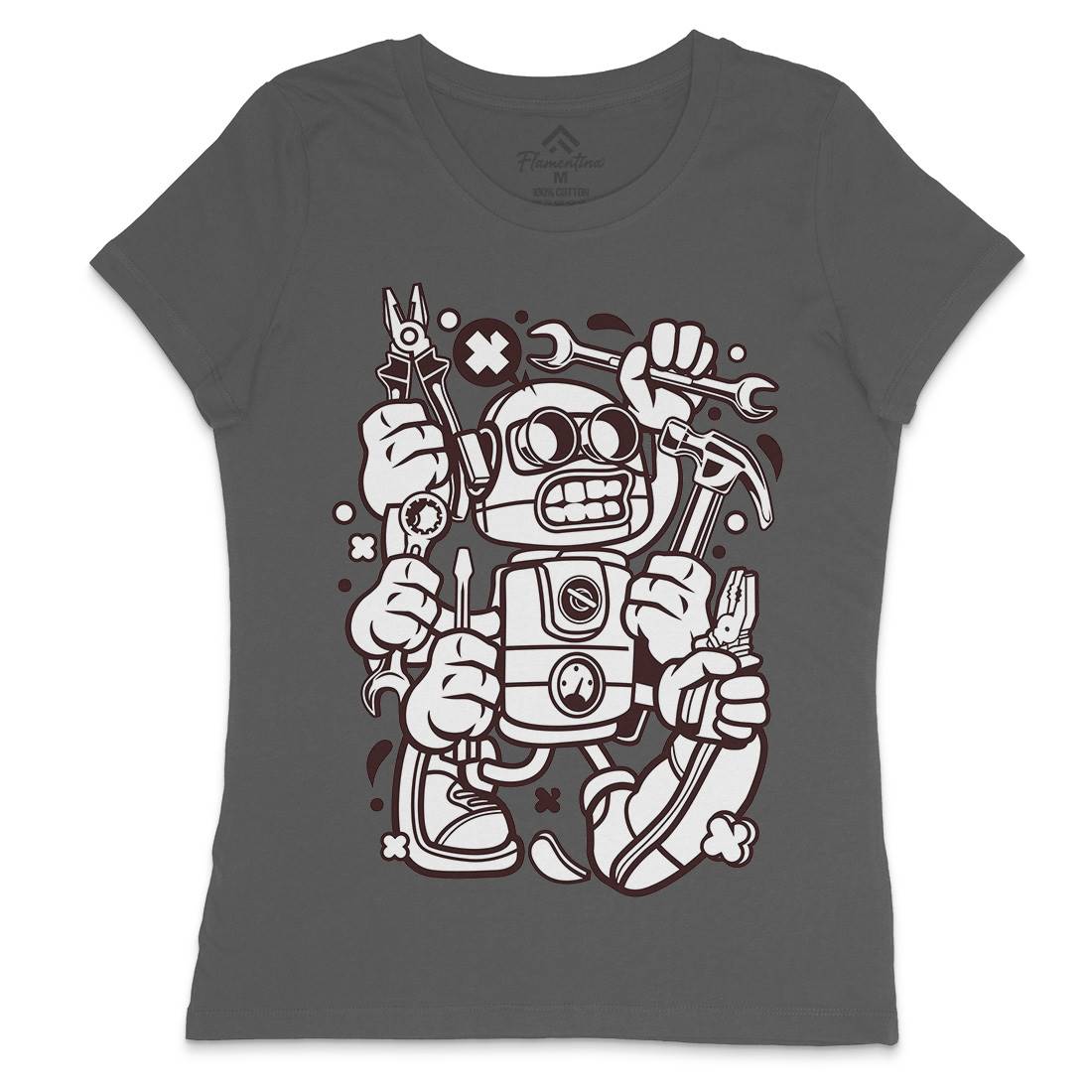 Tools Robot Womens Crew Neck T-Shirt Work C283