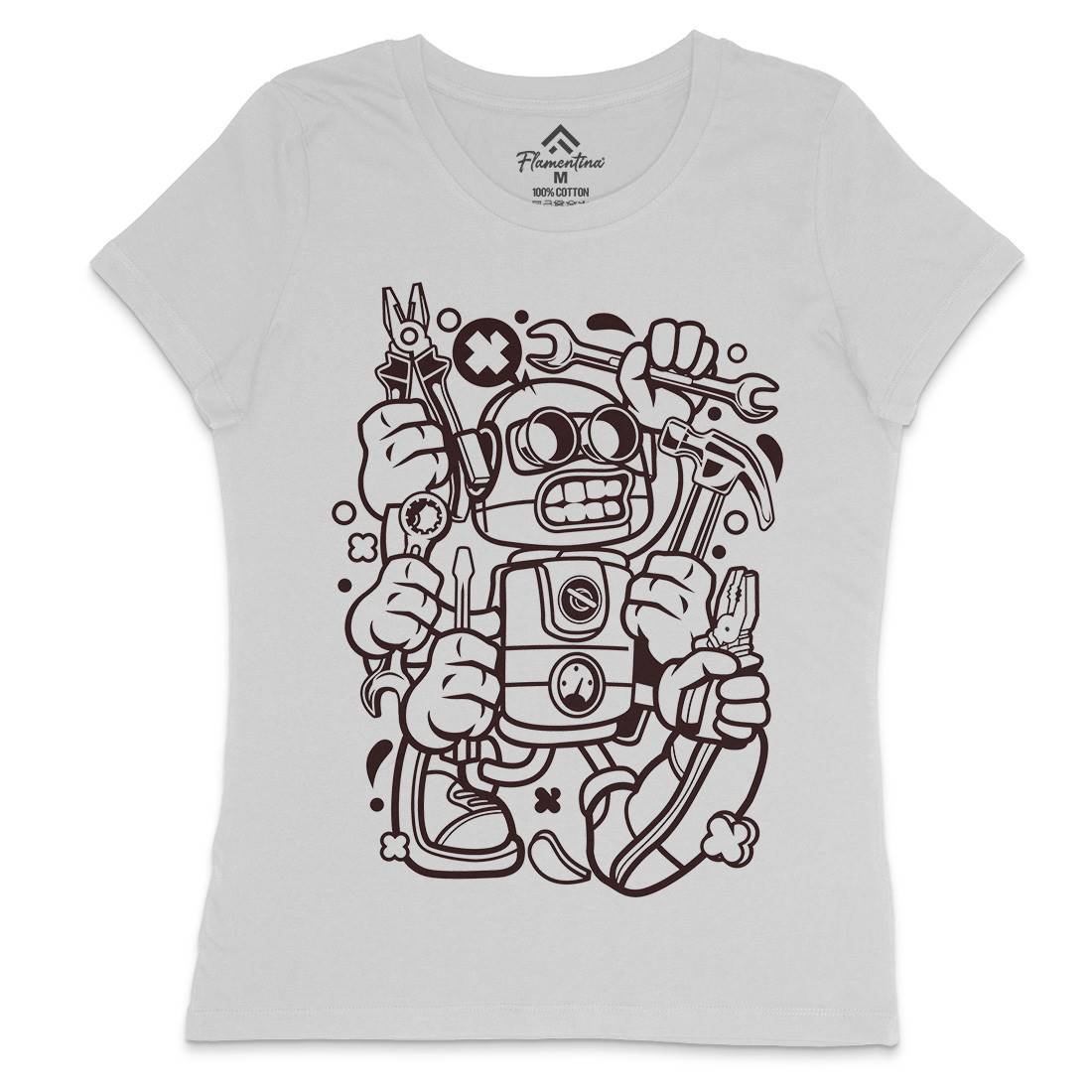 Tools Robot Womens Crew Neck T-Shirt Work C283