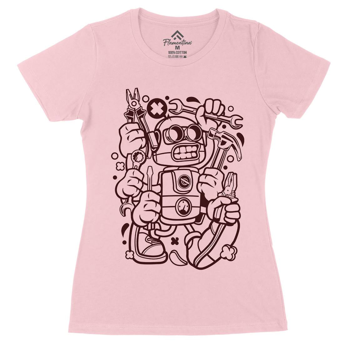Tools Robot Womens Organic Crew Neck T-Shirt Work C283
