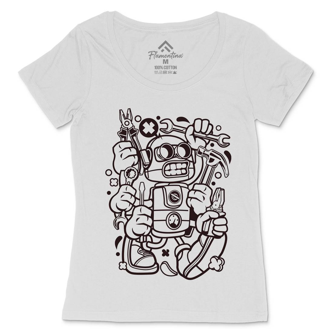 Tools Robot Womens Scoop Neck T-Shirt Work C283