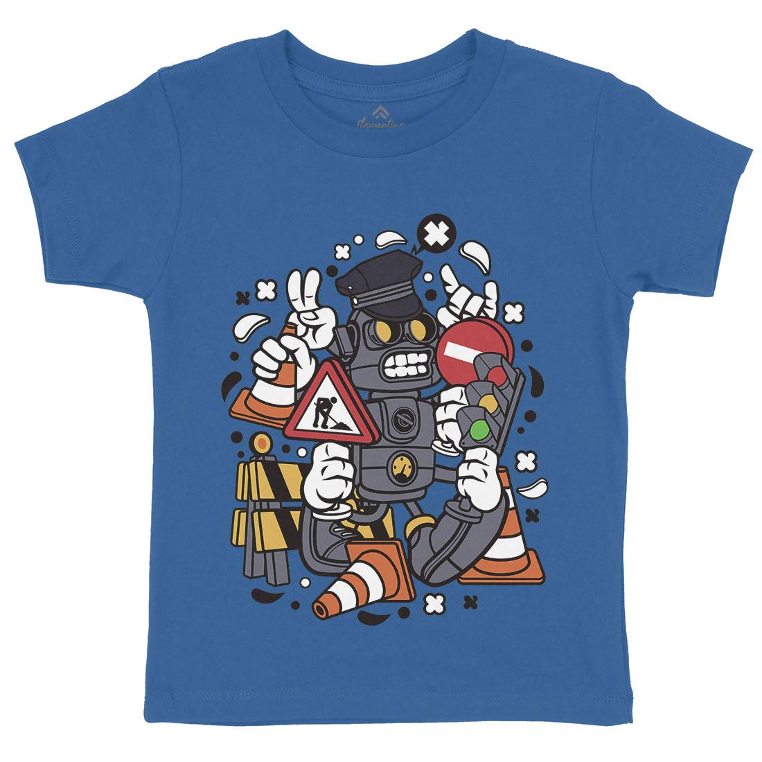 Traffic Robot Kids Organic Crew Neck T-Shirt Work C285