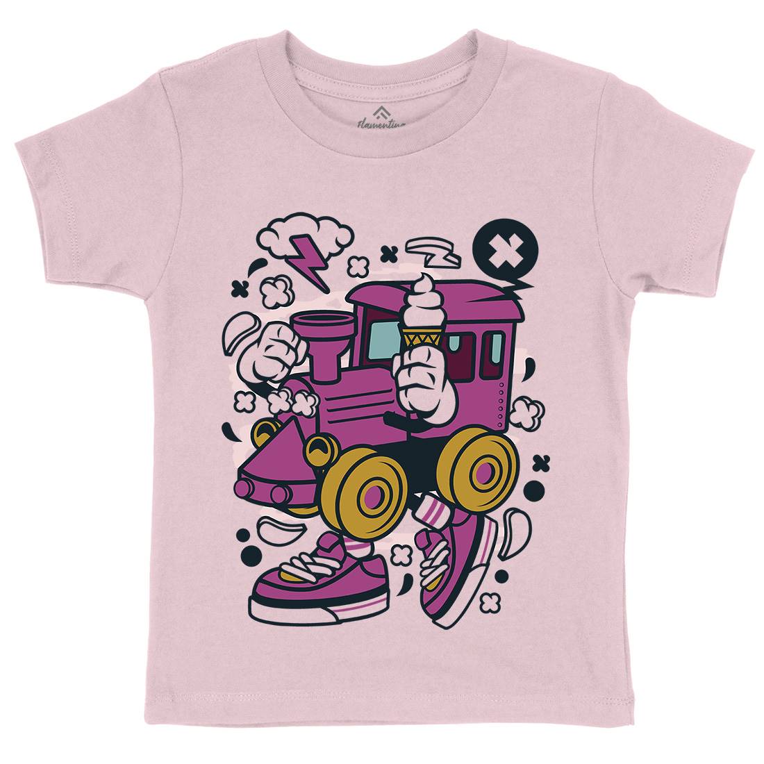 Train Kids Organic Crew Neck T-Shirt Vehicles C286