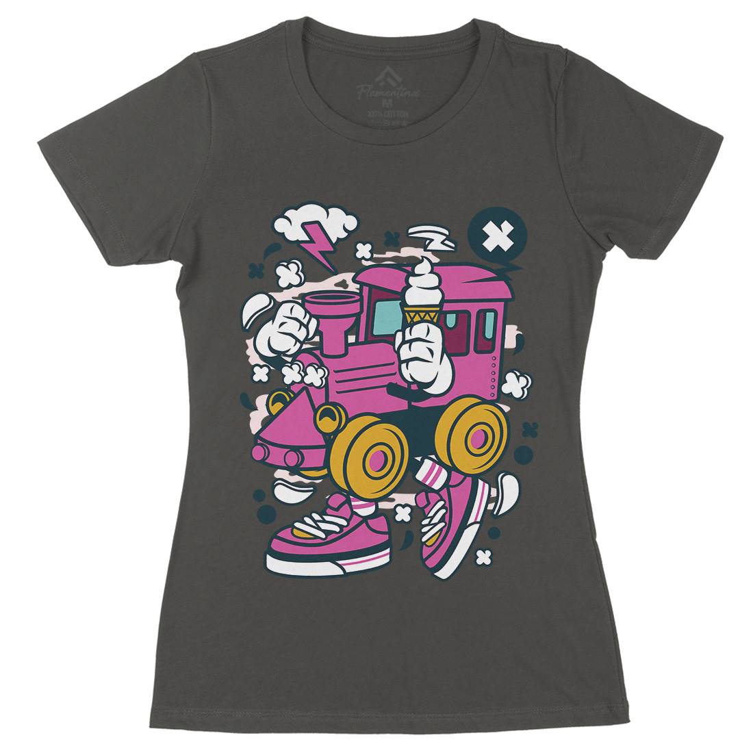 Train Womens Organic Crew Neck T-Shirt Vehicles C286