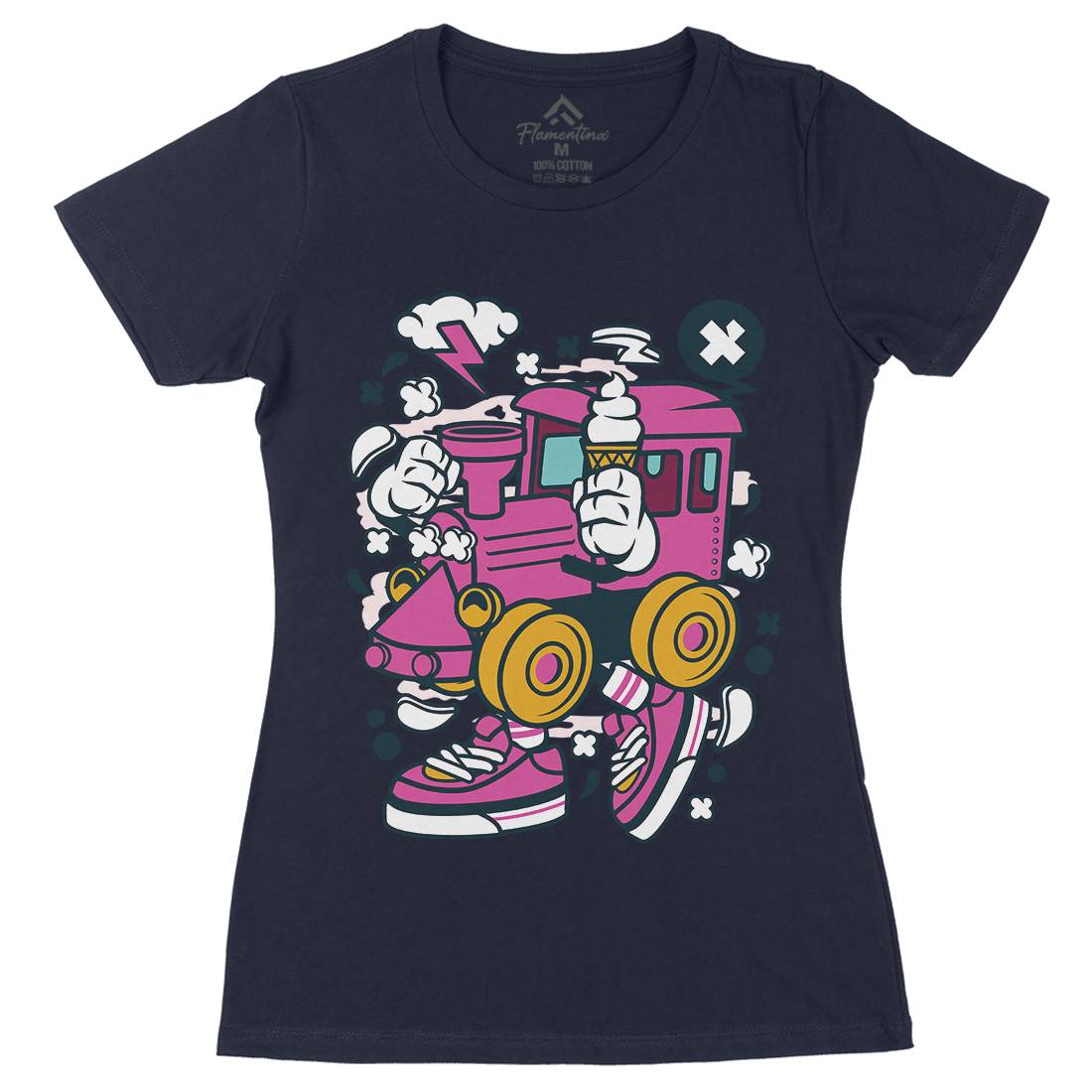 Train Womens Organic Crew Neck T-Shirt Vehicles C286
