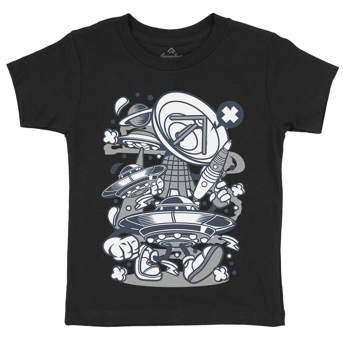 Ufo Kids Organic Crew Neck T-Shirt Space C287