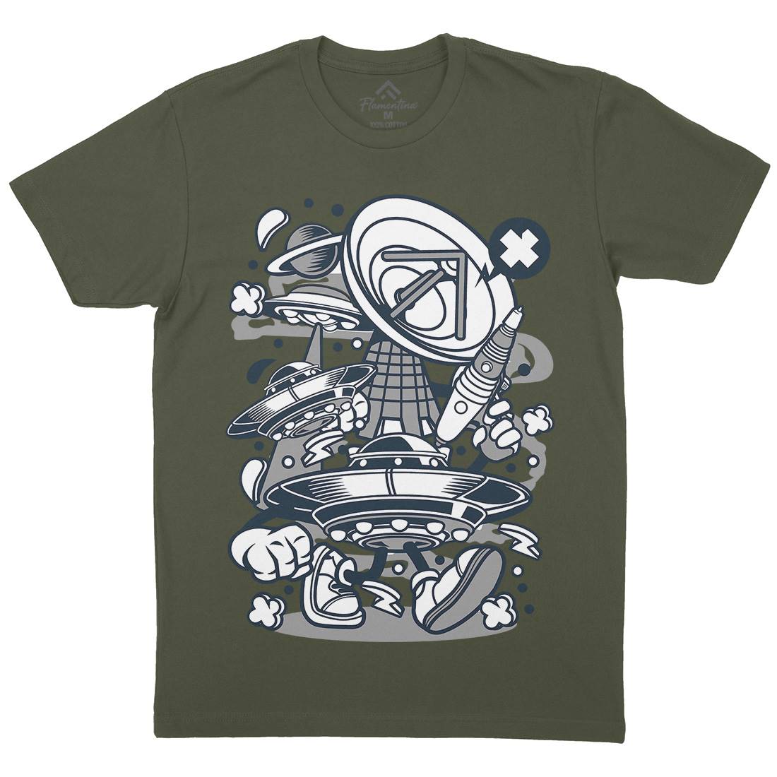Ufo Mens Organic Crew Neck T-Shirt Space C287