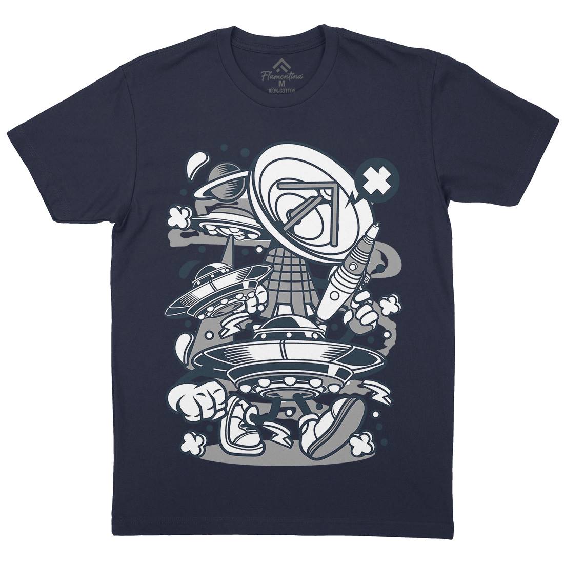 Ufo Mens Organic Crew Neck T-Shirt Space C287