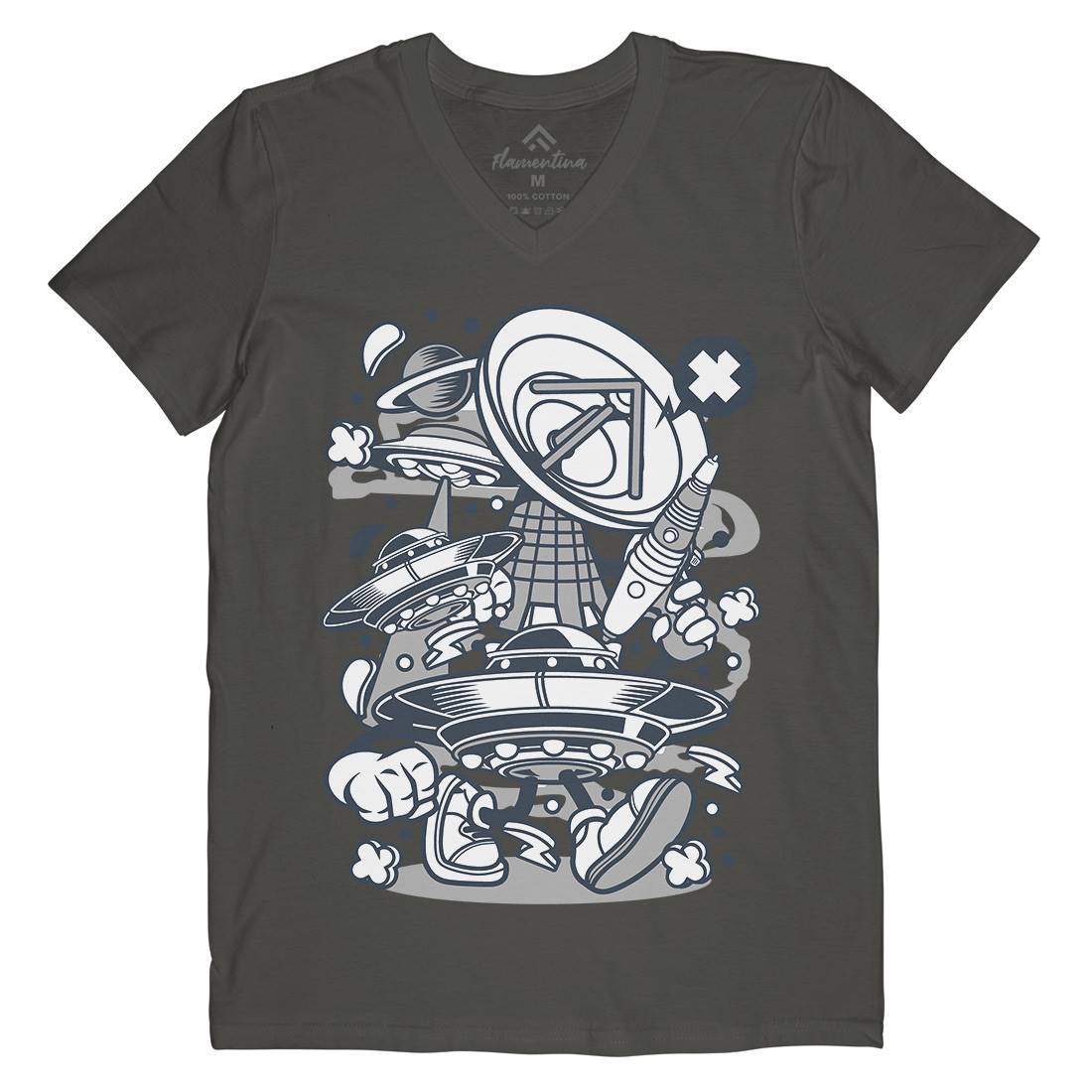 Ufo Mens V-Neck T-Shirt Space C287