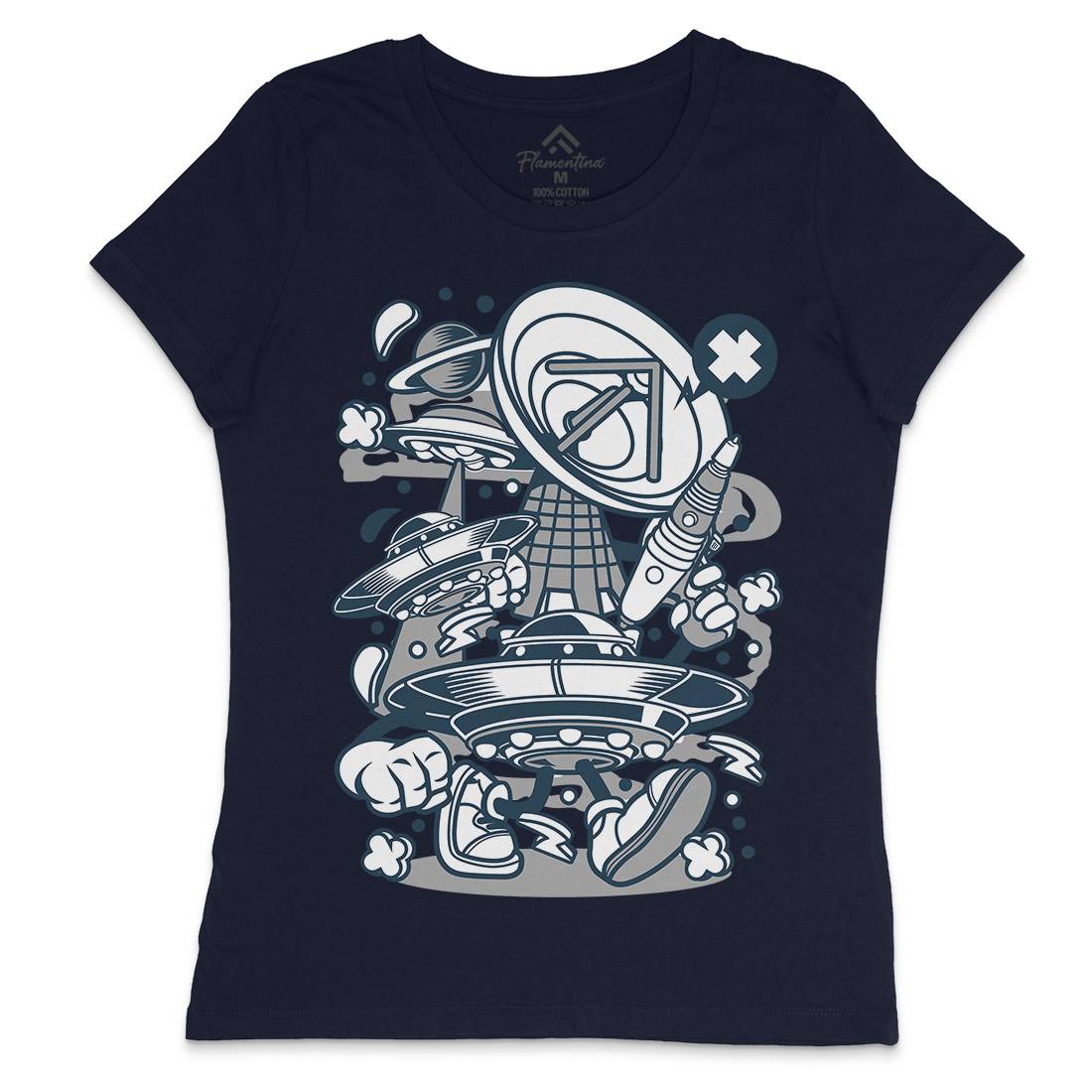 Ufo Womens Crew Neck T-Shirt Space C287