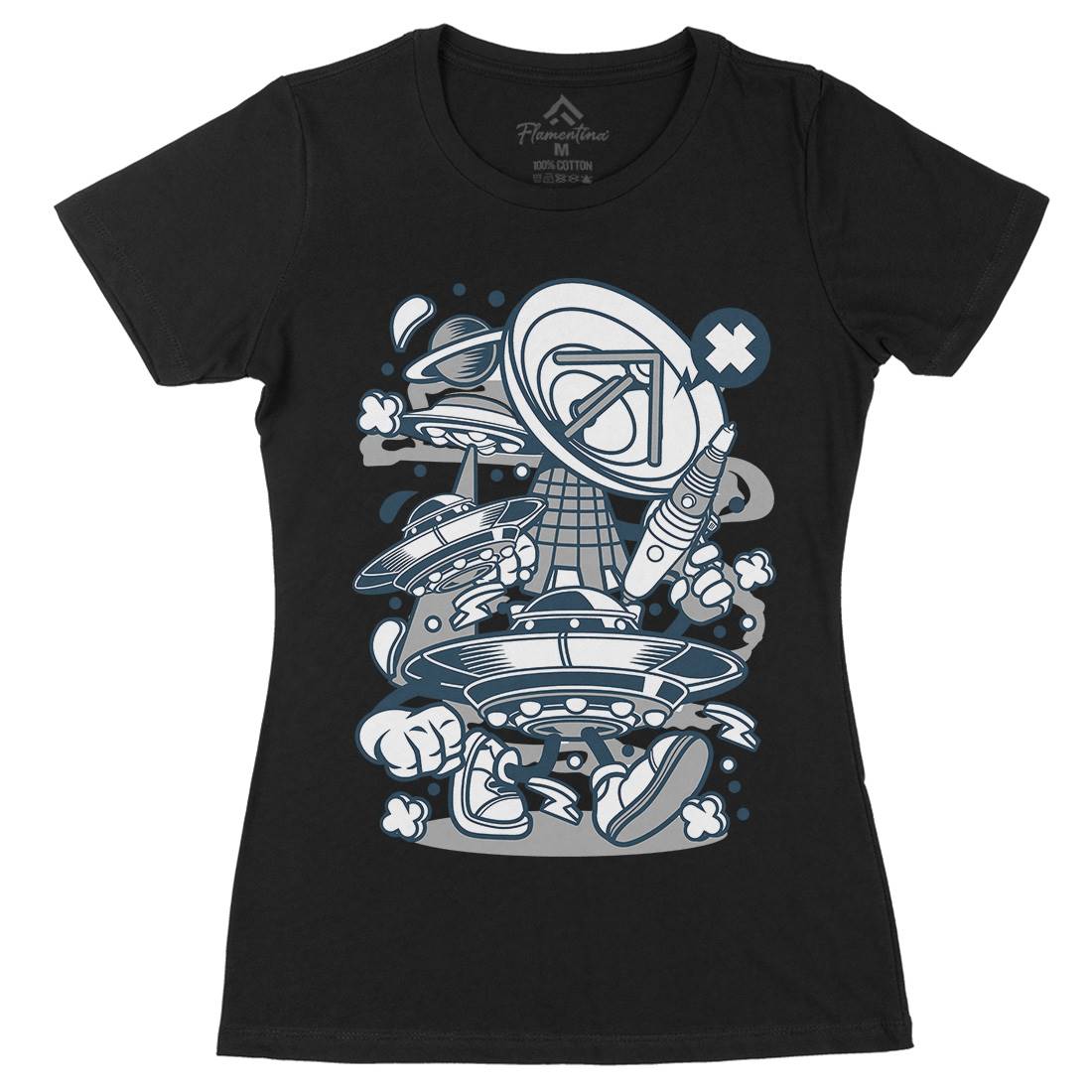 Ufo Womens Organic Crew Neck T-Shirt Space C287