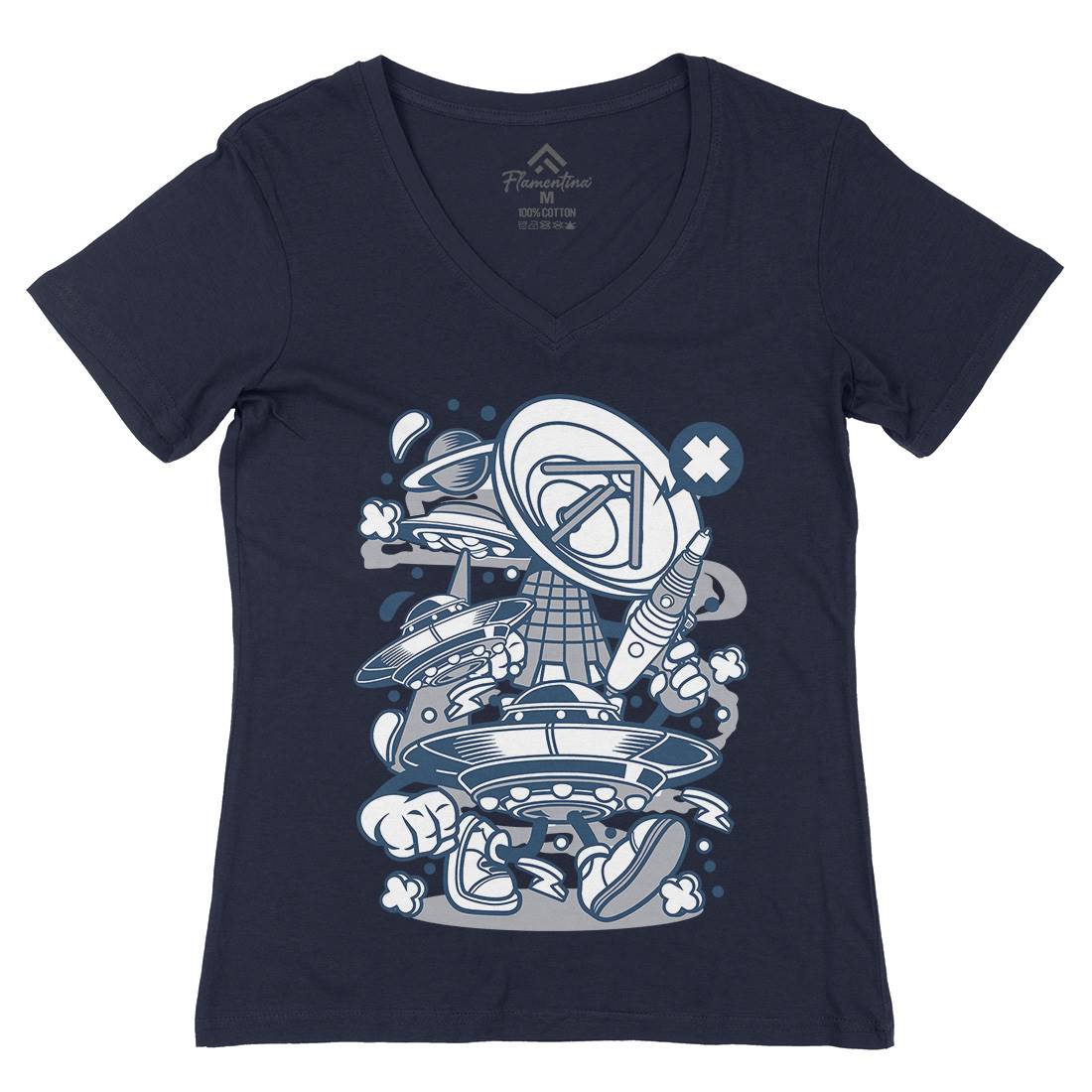 Ufo Womens Organic V-Neck T-Shirt Space C287