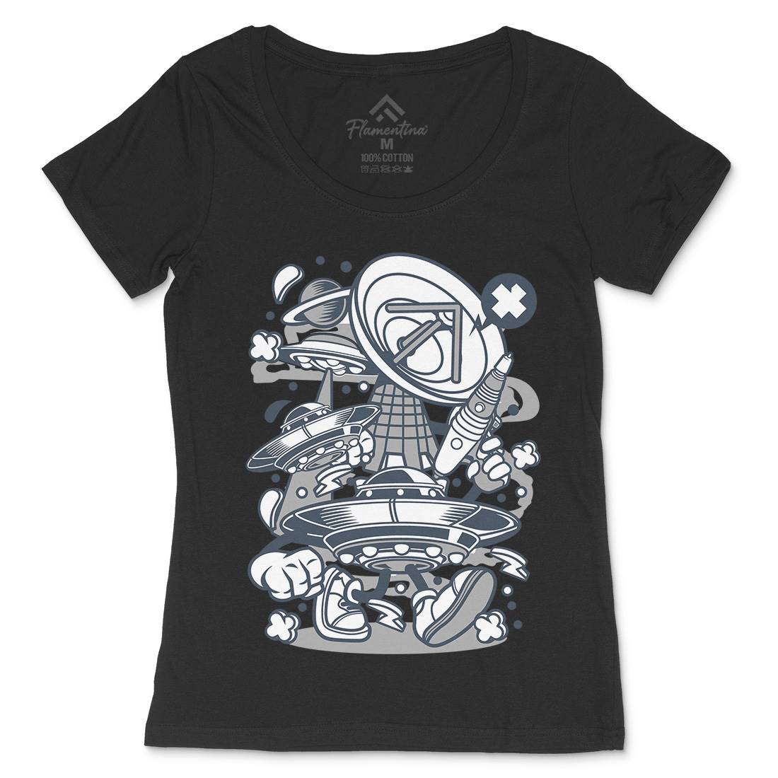 Ufo Womens Scoop Neck T-Shirt Space C287