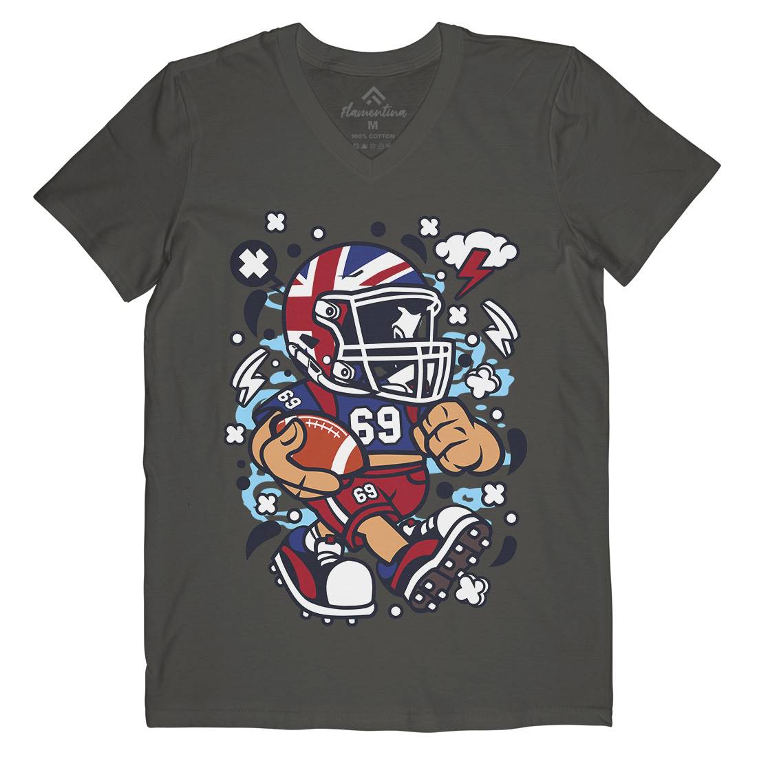 United Kingdom Football Kid Mens V-Neck T-Shirt Sport C289