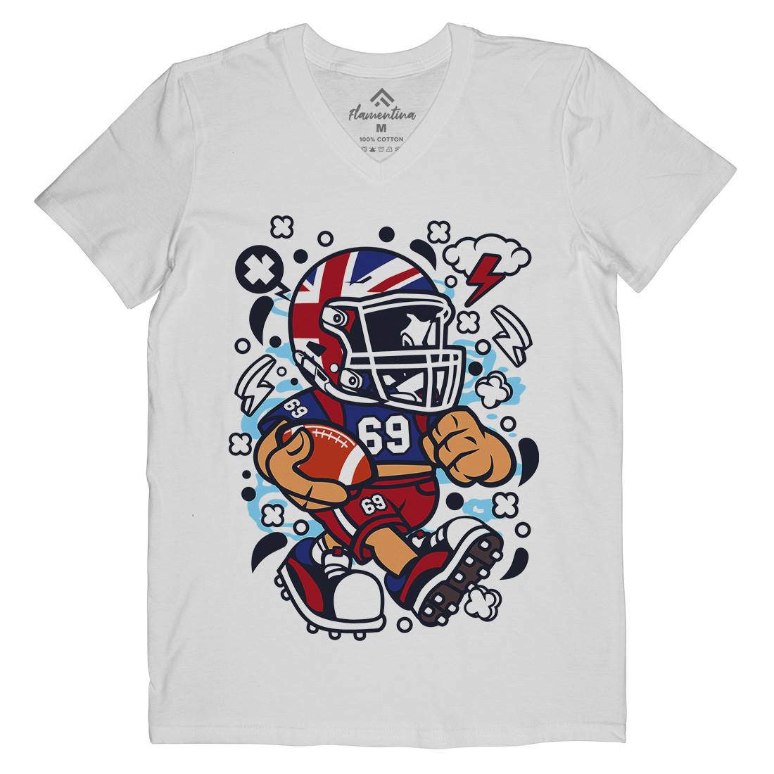 United Kingdom Football Kid Mens Organic V-Neck T-Shirt Sport C289