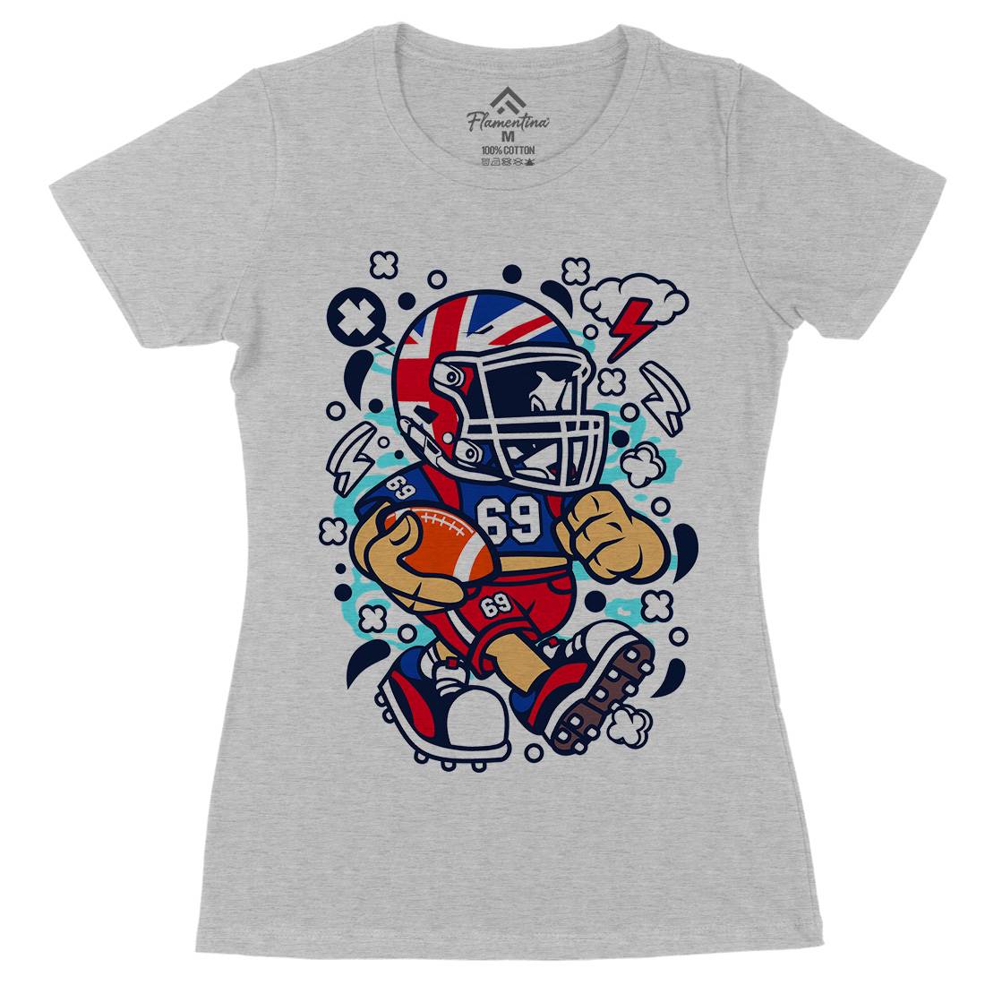 United Kingdom Football Kid Womens Organic Crew Neck T-Shirt Sport C289
