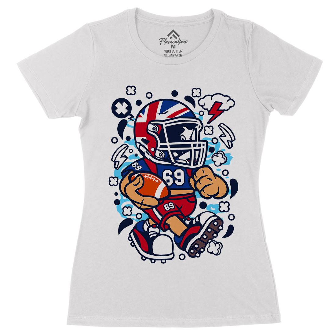 United Kingdom Football Kid Womens Organic Crew Neck T-Shirt Sport C289