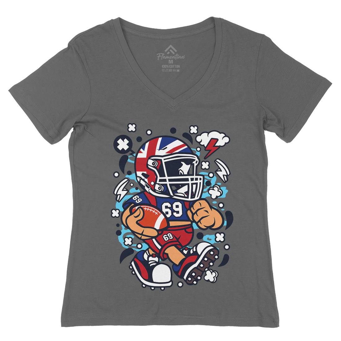 United Kingdom Football Kid Womens Organic V-Neck T-Shirt Sport C289