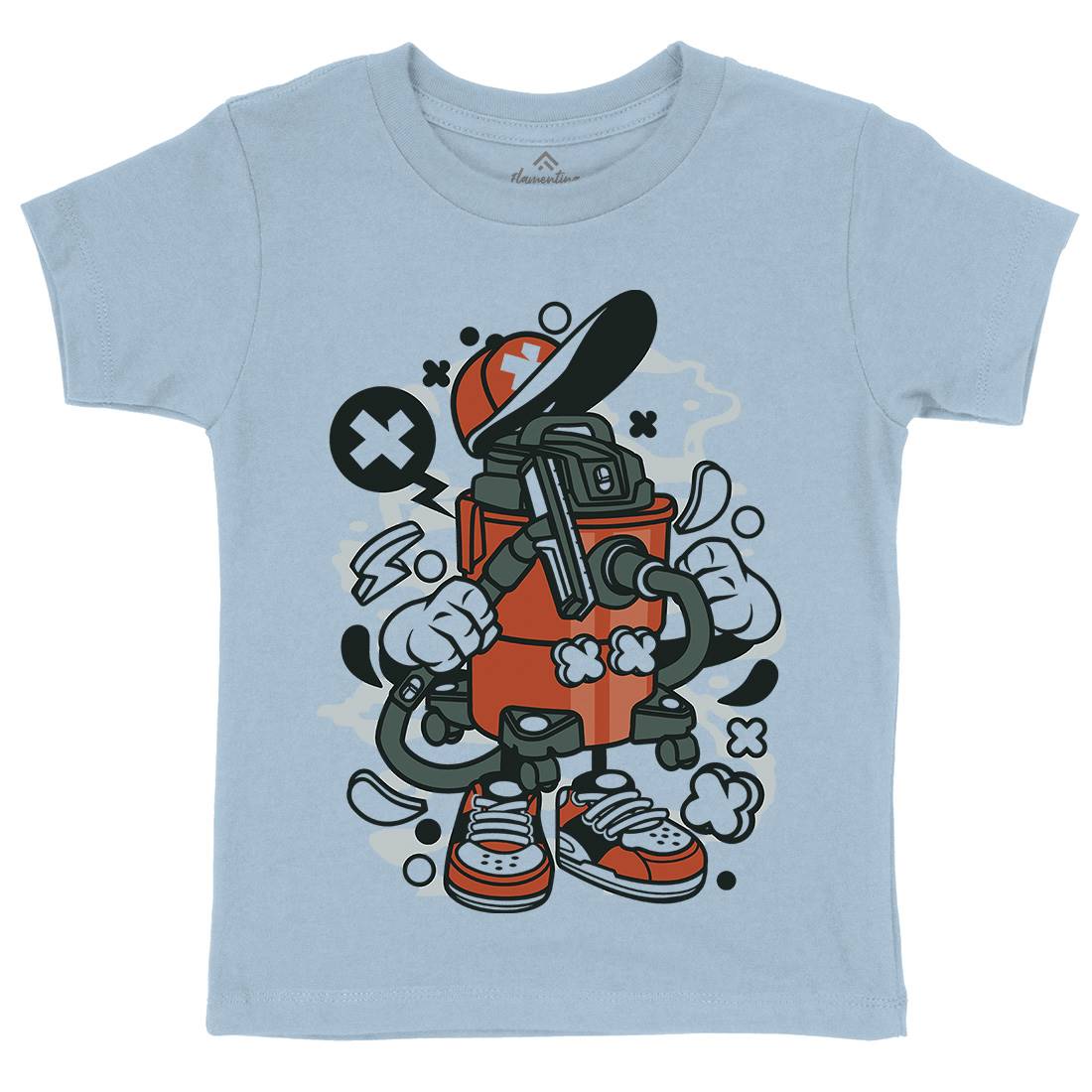 Vacuum Cleaner Kids Organic Crew Neck T-Shirt Retro C290