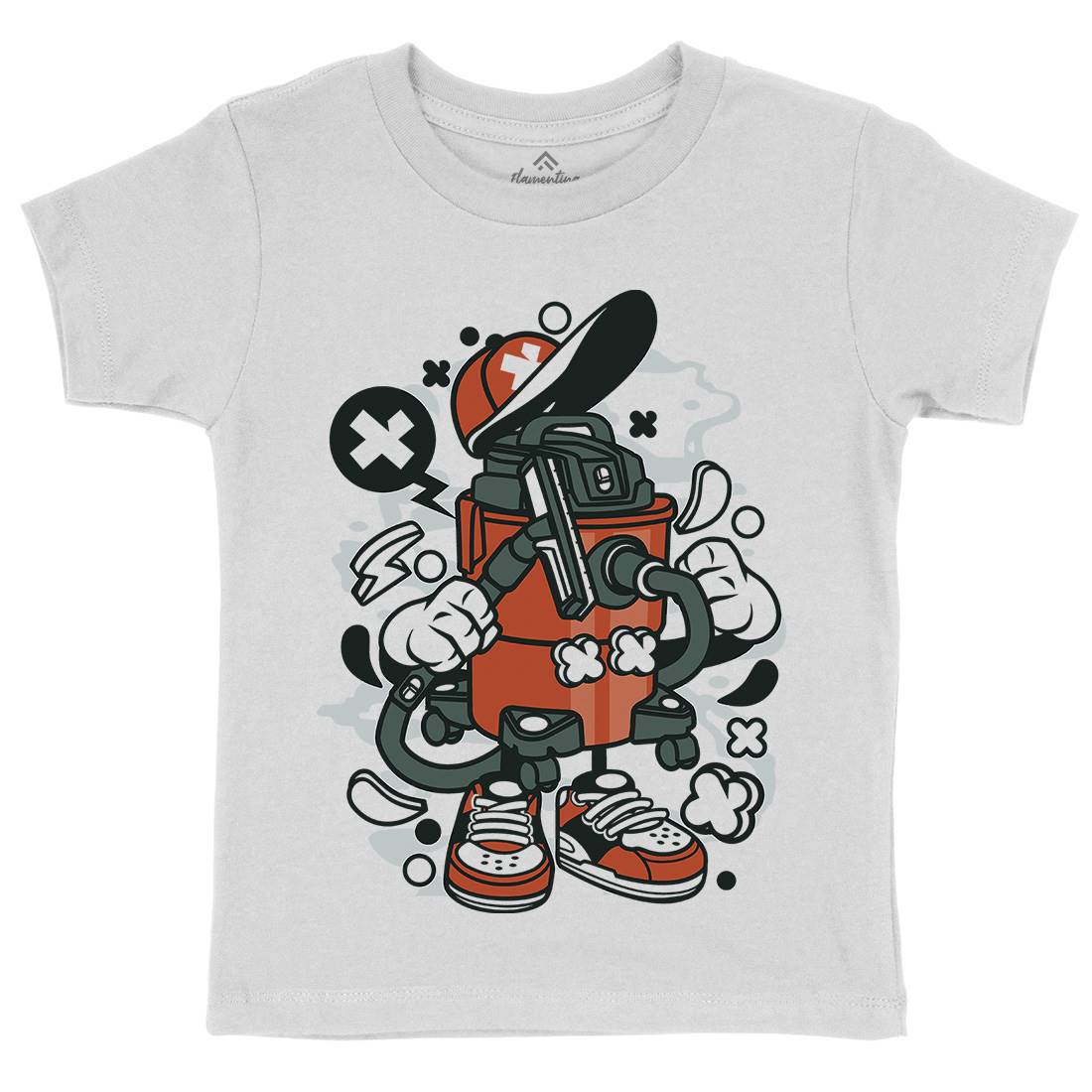 Vacuum Cleaner Kids Crew Neck T-Shirt Retro C290