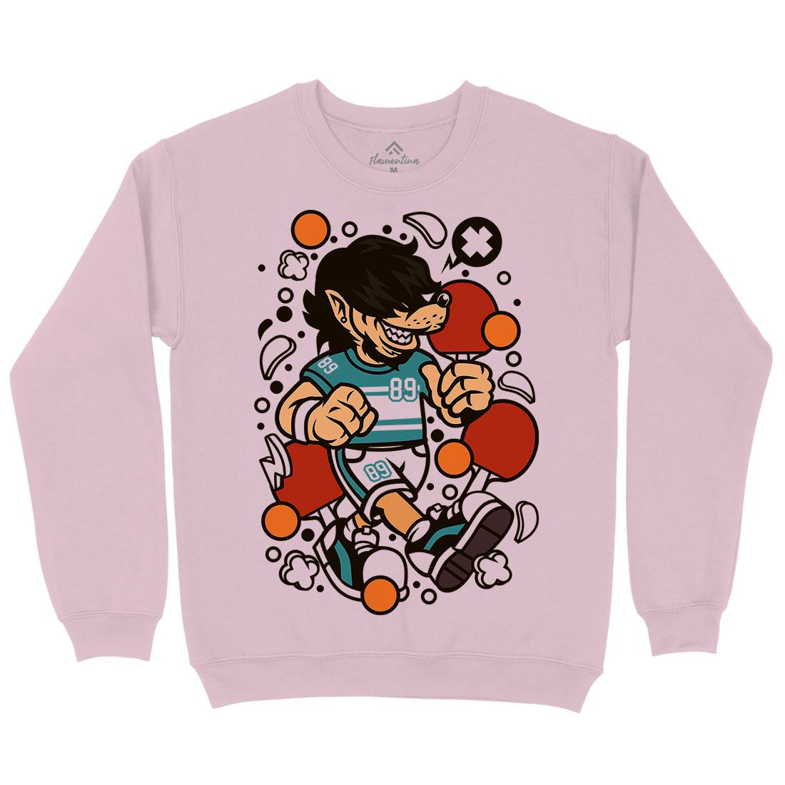 Wolf Ping Pong Kids Crew Neck Sweatshirt Sport C298