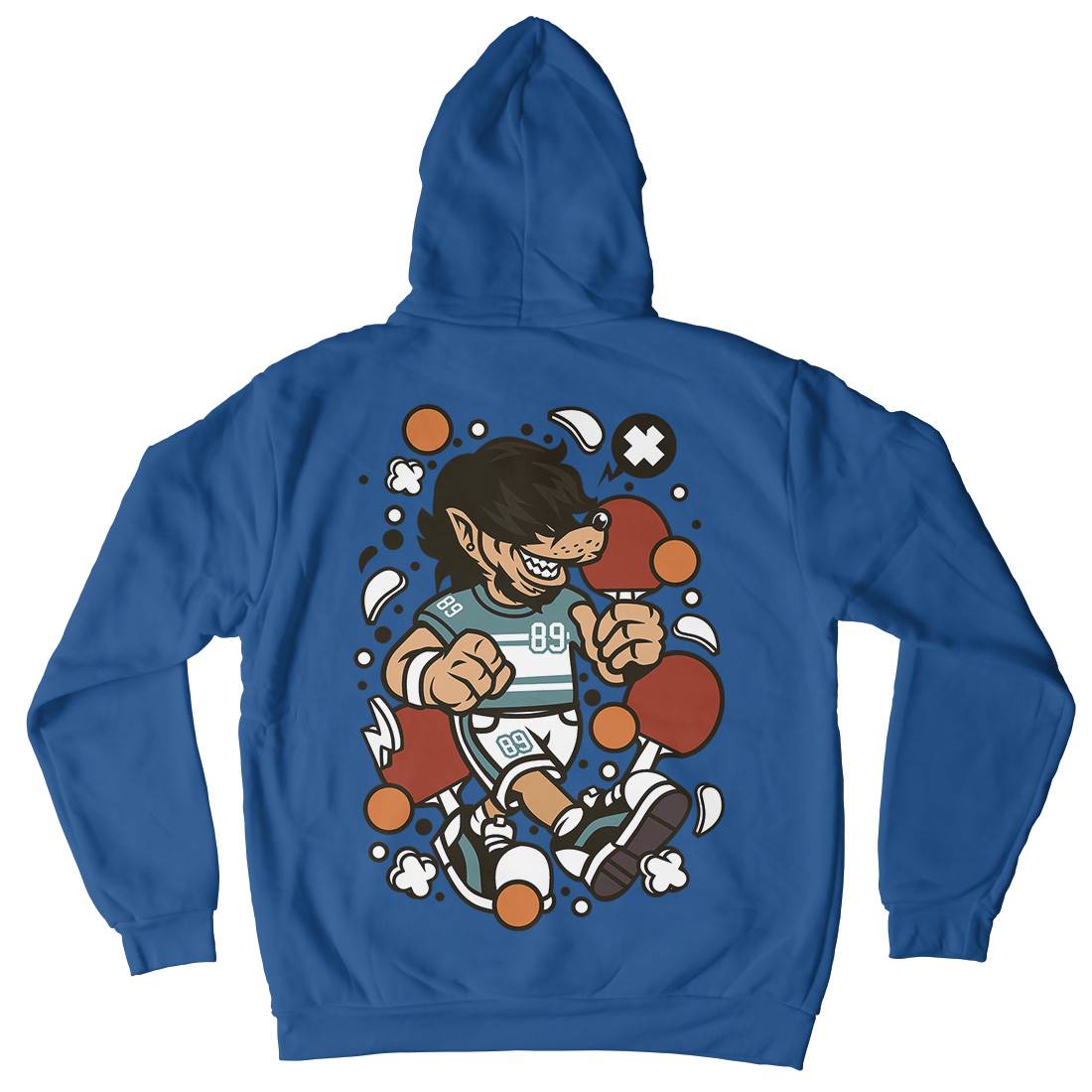 Wolf Ping Pong Mens Hoodie With Pocket Sport C298