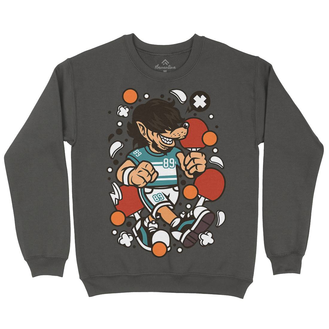 Wolf Ping Pong Kids Crew Neck Sweatshirt Sport C298