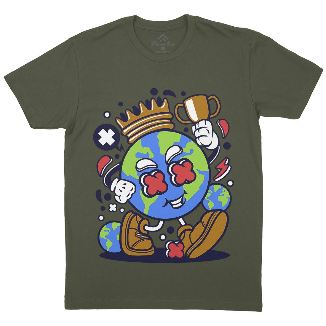 World King Mens Organic Crew Neck T-Shirt Retro C300