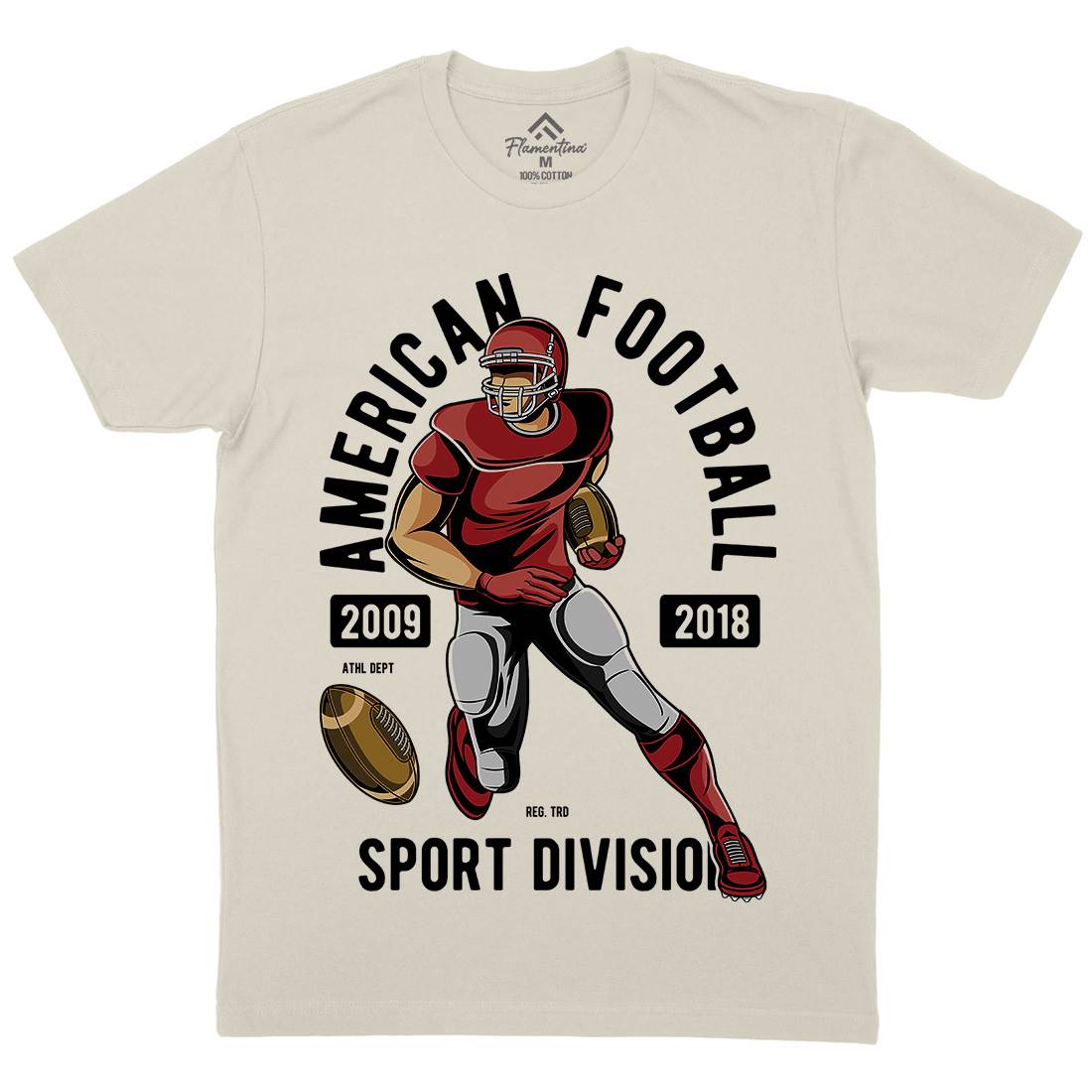 American Football Mens Organic Crew Neck T-Shirt Sport C301