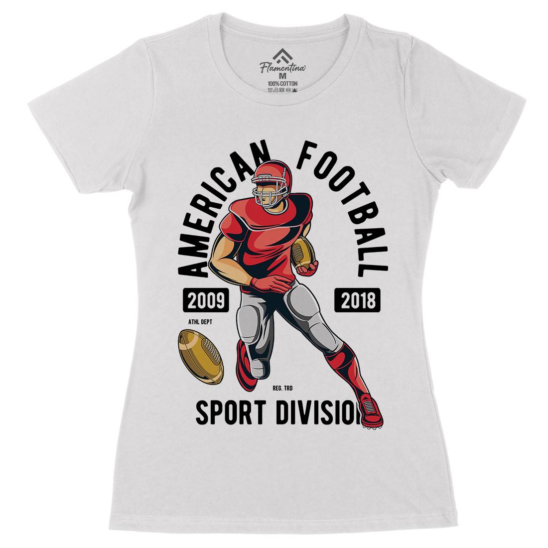American Football Womens Organic Crew Neck T-Shirt Sport C301