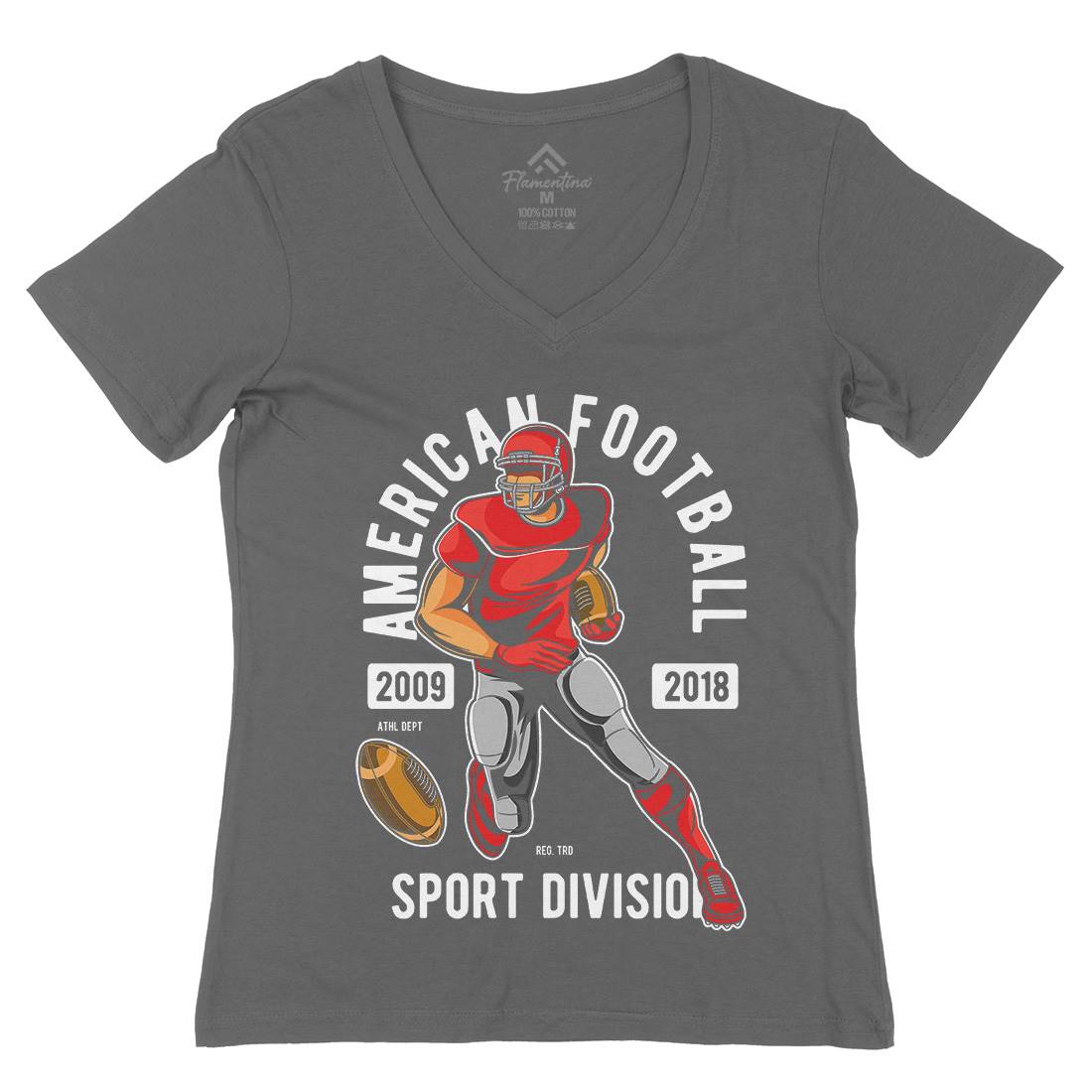 American Football Womens Organic V-Neck T-Shirt Sport C301