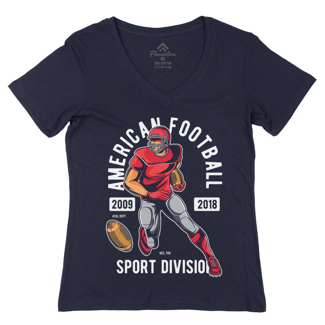 American Football Womens Organic V-Neck T-Shirt Sport C301