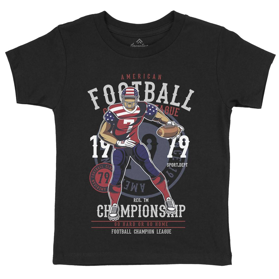 American Football Player Kids Organic Crew Neck T-Shirt Sport C302