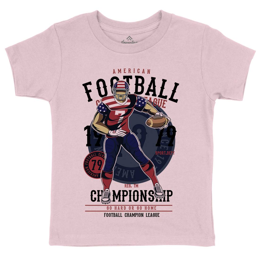 American Football Player Kids Crew Neck T-Shirt Sport C302