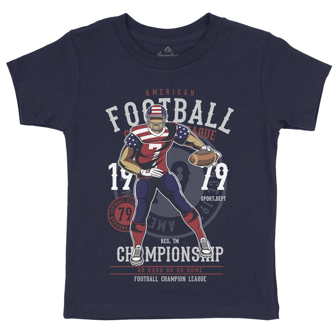 American Football Player Kids Organic Crew Neck T-Shirt Sport C302