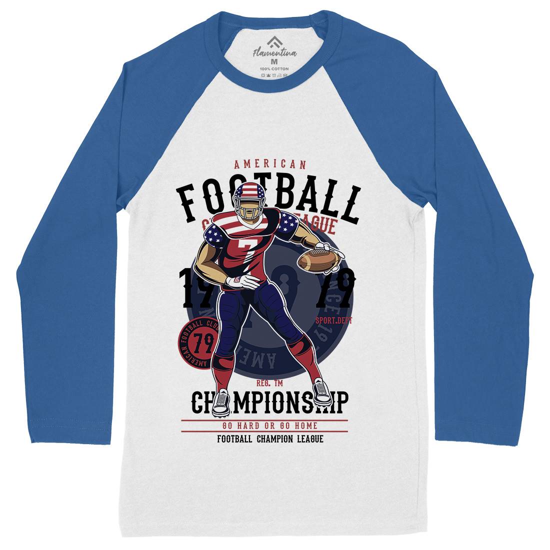American Football Player Mens Long Sleeve Baseball T-Shirt Sport C302