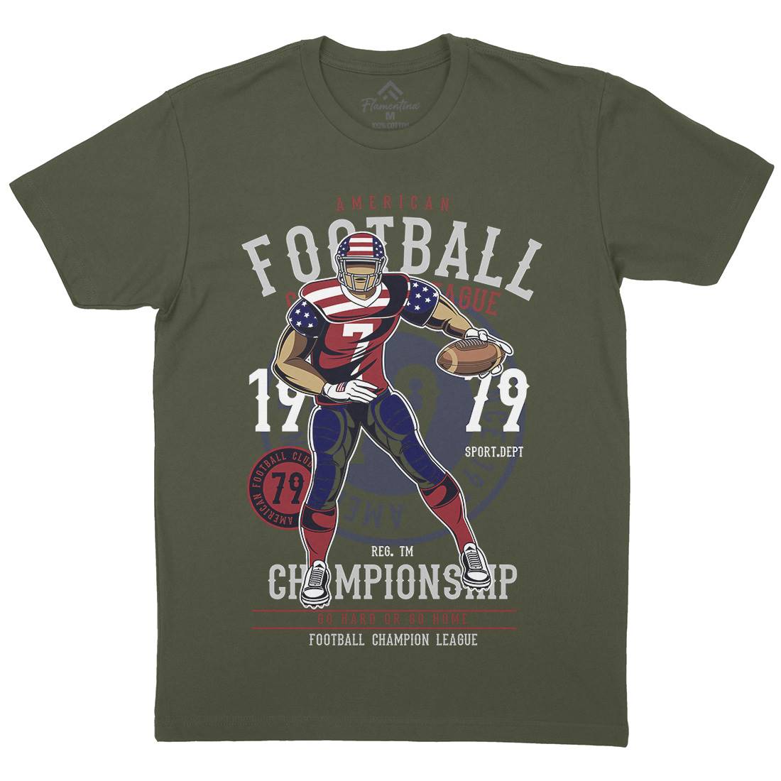 American Football Player Mens Crew Neck T-Shirt Sport C302