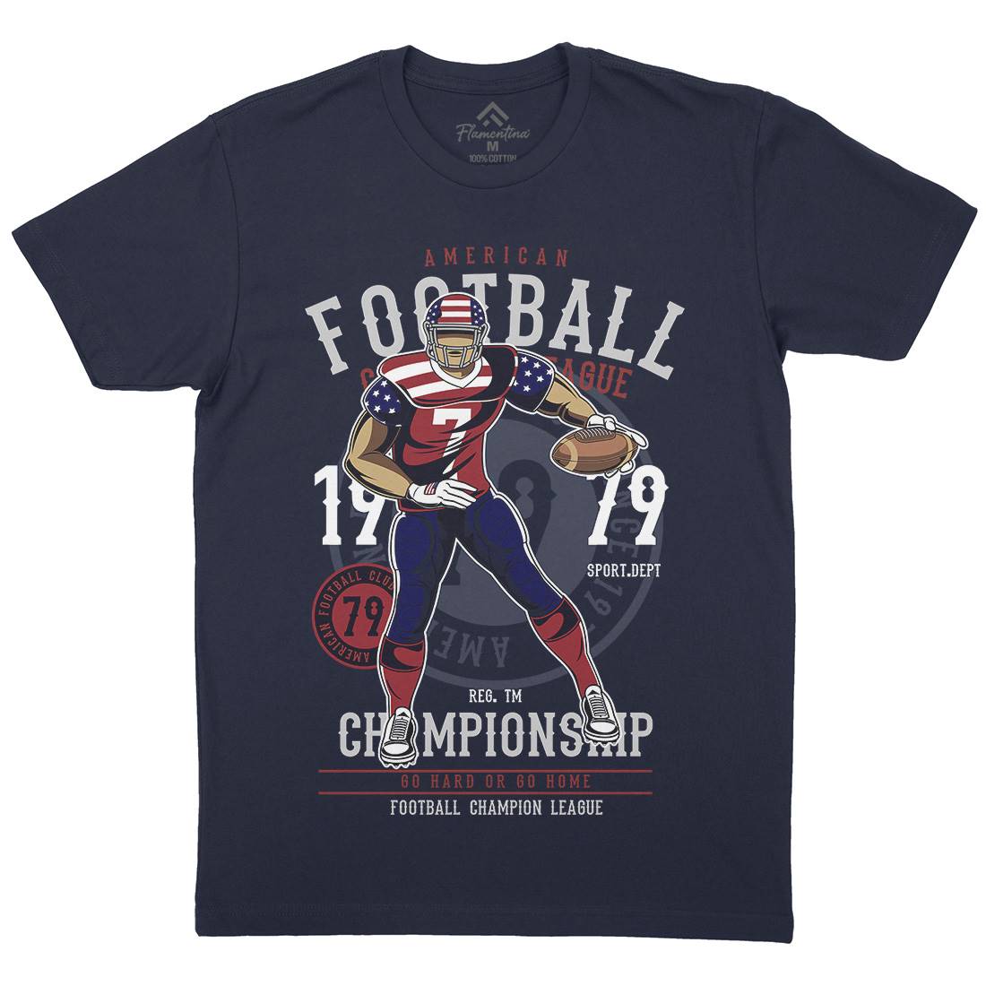 American Football Player Mens Organic Crew Neck T-Shirt Sport C302