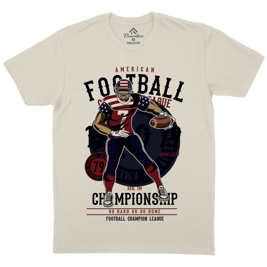American Football Player Mens Organic Crew Neck T-Shirt Sport C302