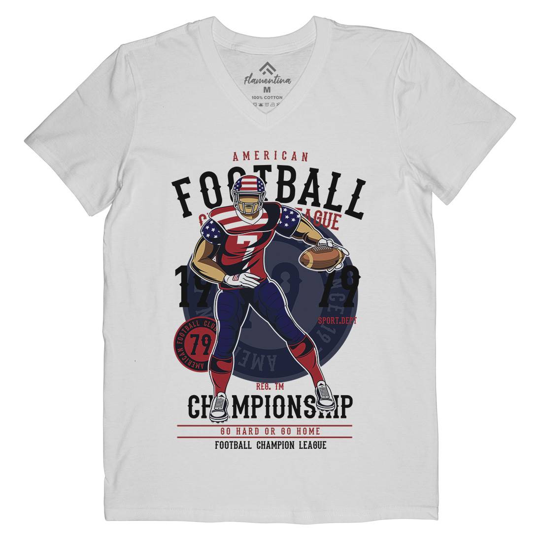 American Football Player Mens V-Neck T-Shirt Sport C302