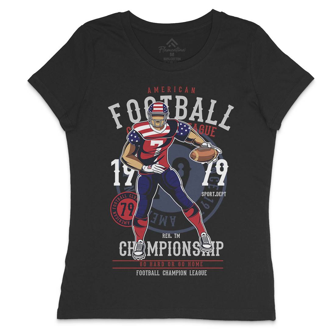 American Football Player Womens Crew Neck T-Shirt Sport C302