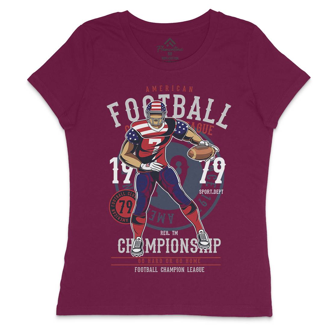 American Football Player Womens Crew Neck T-Shirt Sport C302