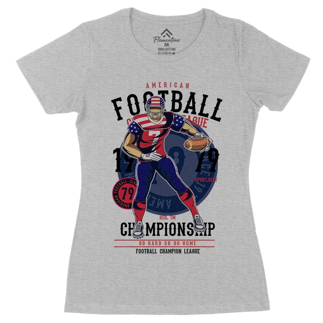 American Football Player Womens Organic Crew Neck T-Shirt Sport C302